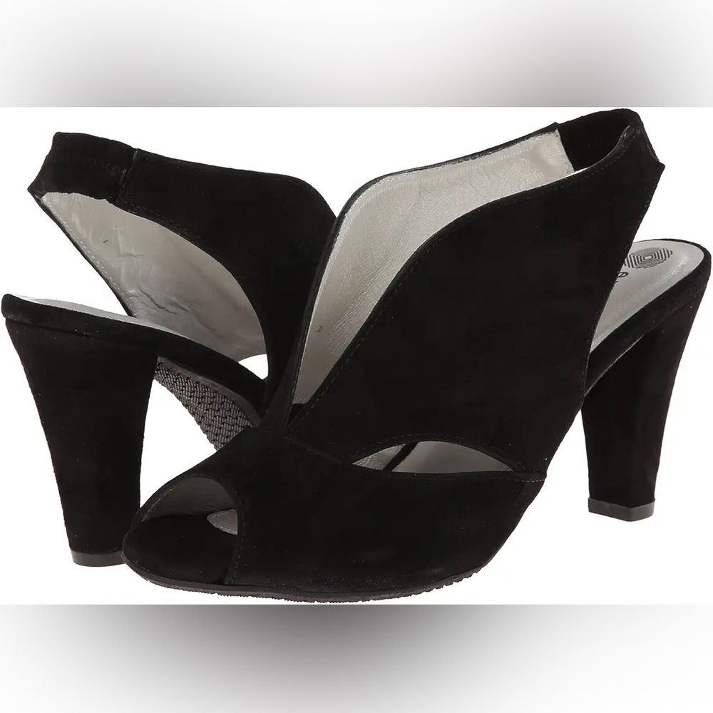 Eric Michael Black Suede Peru Sandal Pumps Size EU 37 US 6.5 To 7